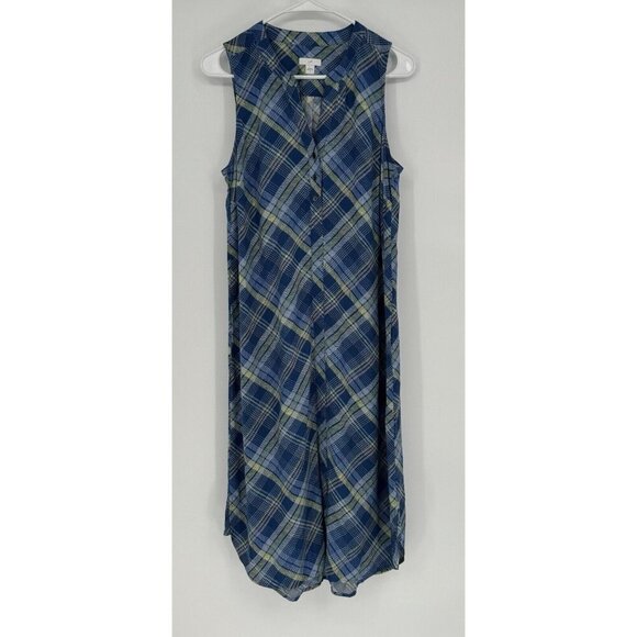 J.‎ JILL Shirt Dress Women’s Small Blue Plaid Sleeveless Pockets Rayon Preppy - Picture 1 of 11